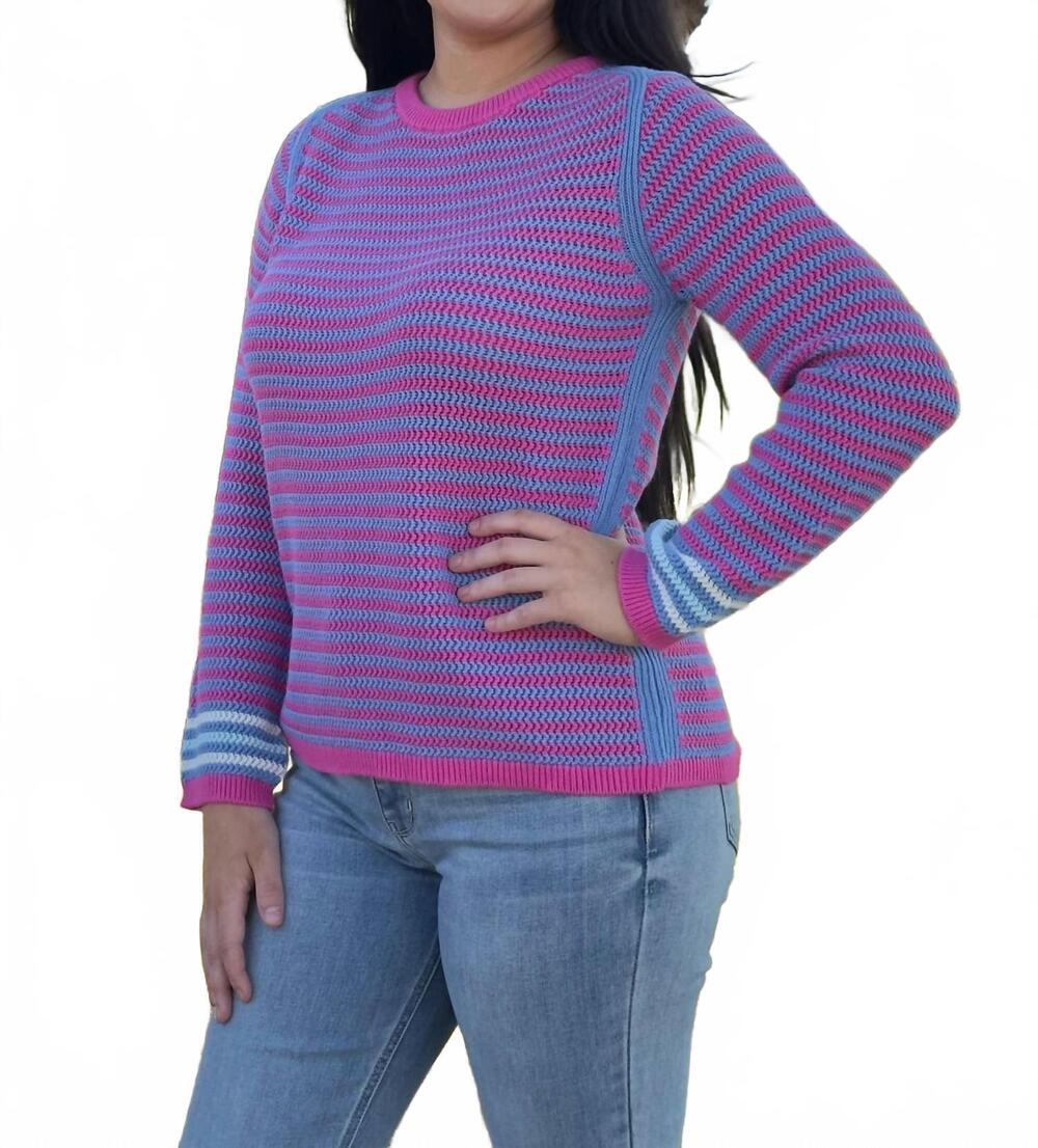 NEW HATLEY pointelle stripe sweater in south east summer